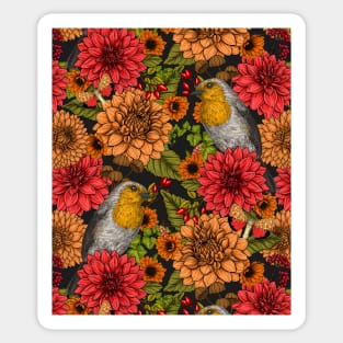 Robins in the autumn garden Sticker